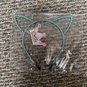 NEW Me Oui Rhinestone Studded Cat Ears Headband - Teal Blue